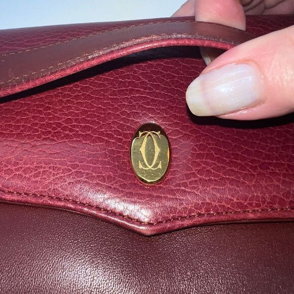 CARTIER Clutch bag Must de Line Pouch Clutch bag Leather Wine Red - Picture 2 of 12
